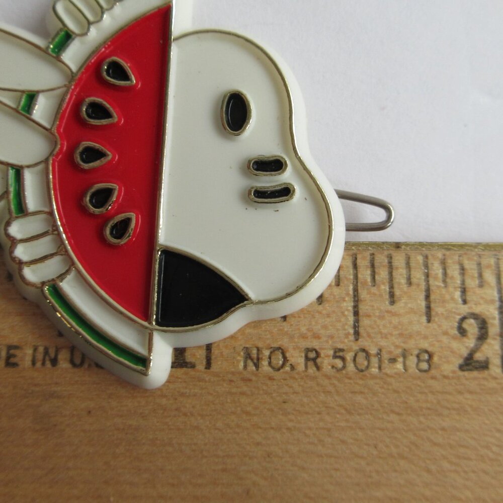 Snoopy Barrettes For Hair  Snoopy Eating Watermelon Hair Clips Vintage Taiwan - Picture 3 of 10